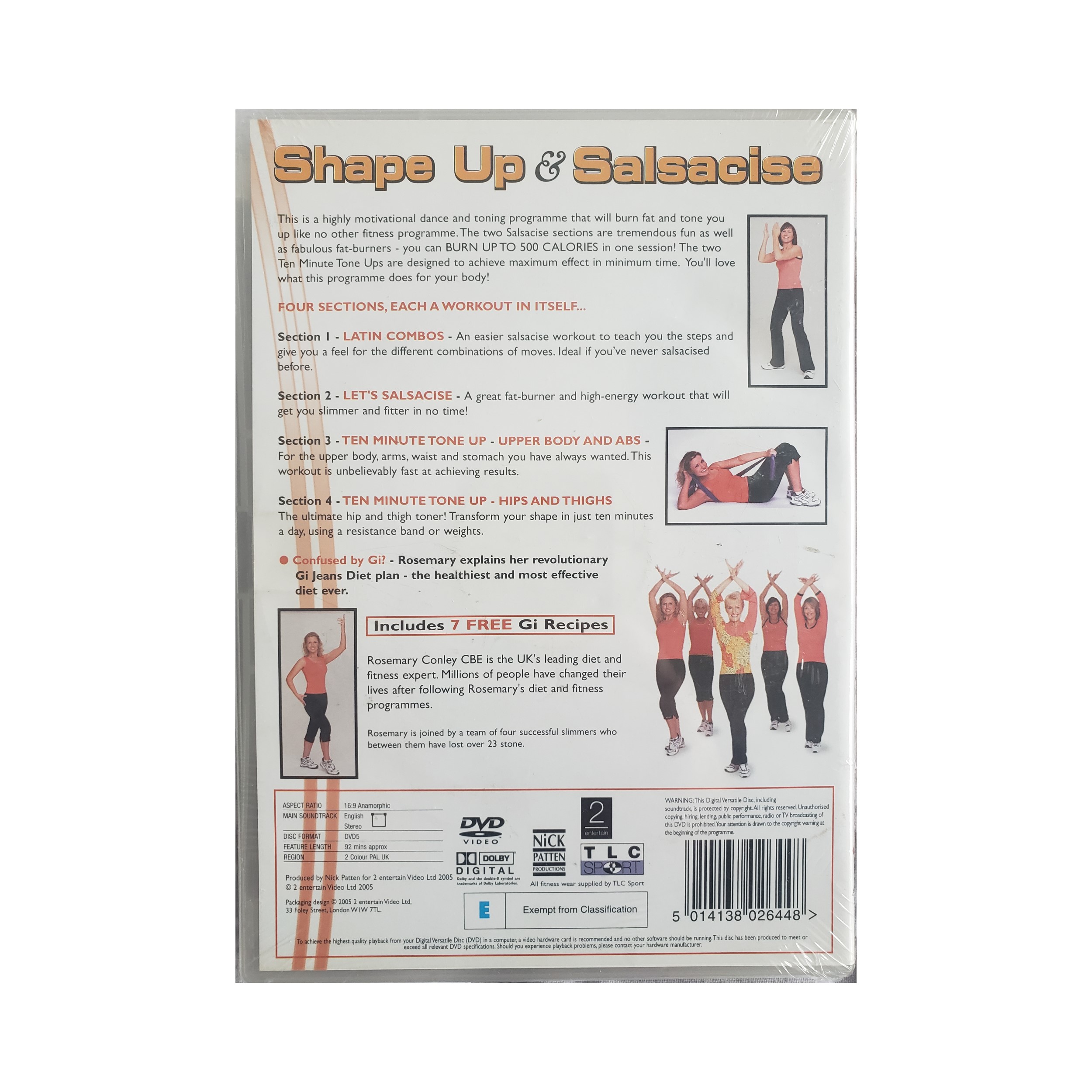 Image of the back cover of Rosemary Conley's Shape up and Salsacise DVD