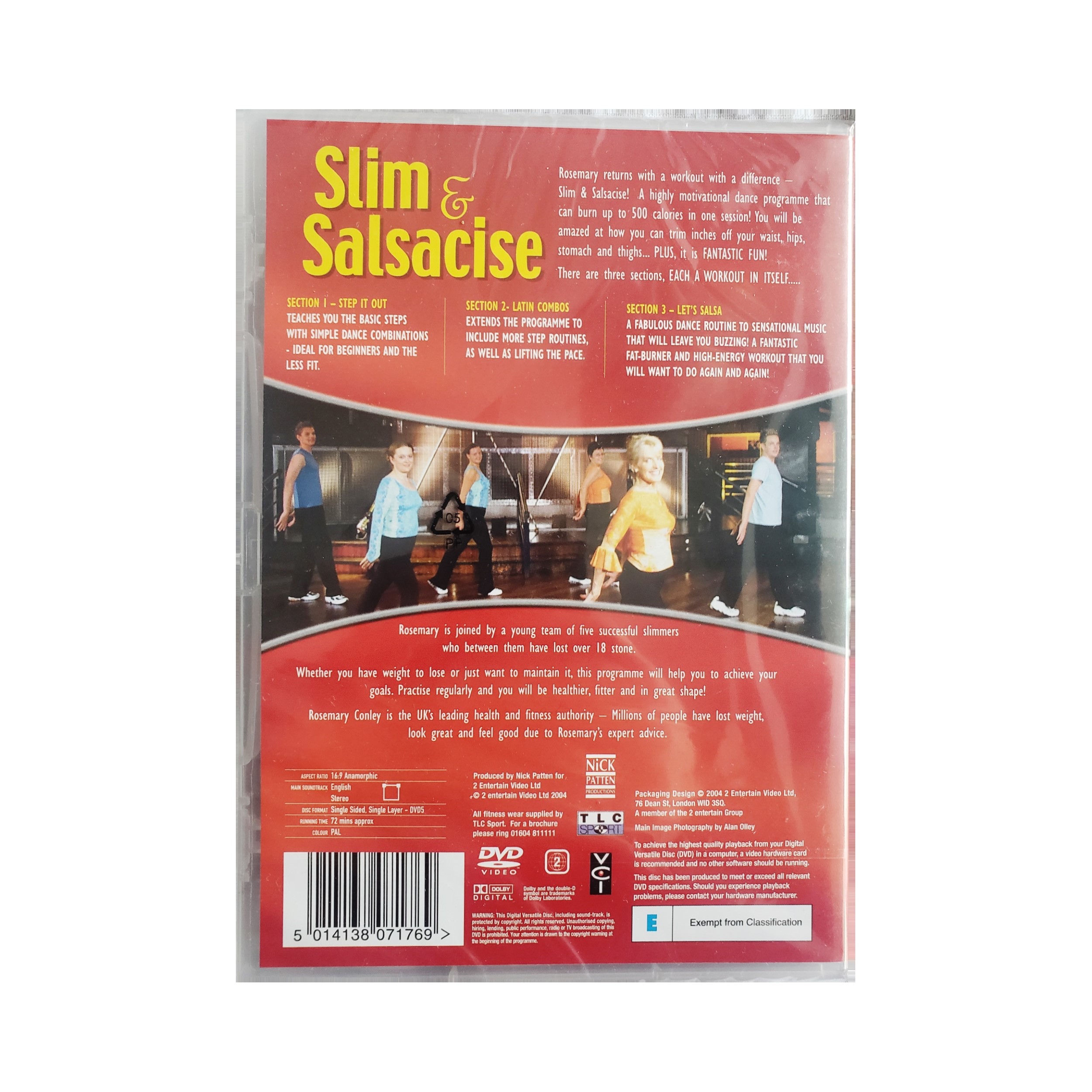 Image of the back cover of Rosemary Conley's Slim & Salsacise DVD