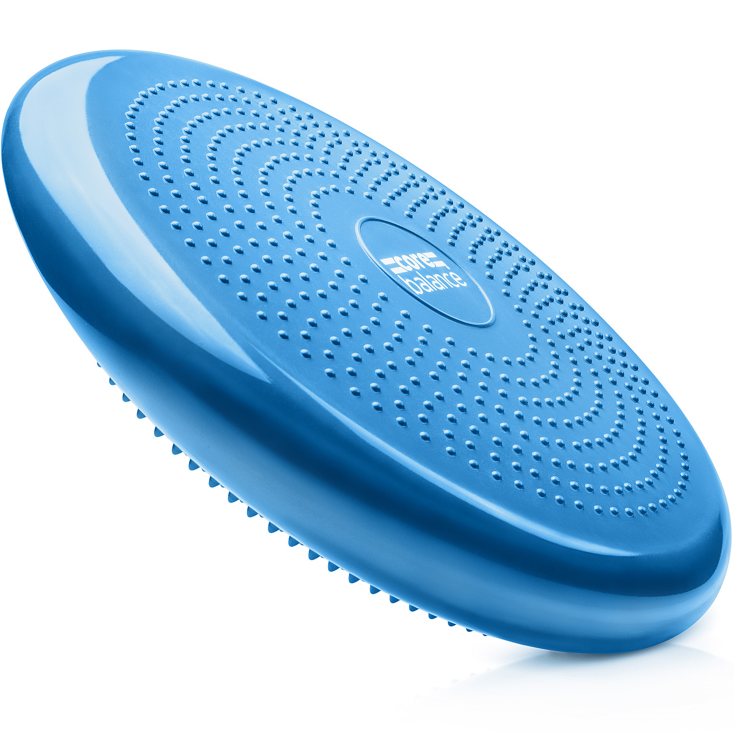 Side on angled view of the Core Balance inflatable Cushion in Blue