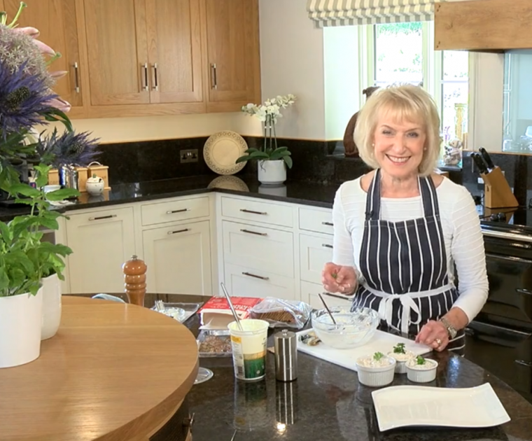 Rosemary Conley prepares Mackeral Pate in her kitchen