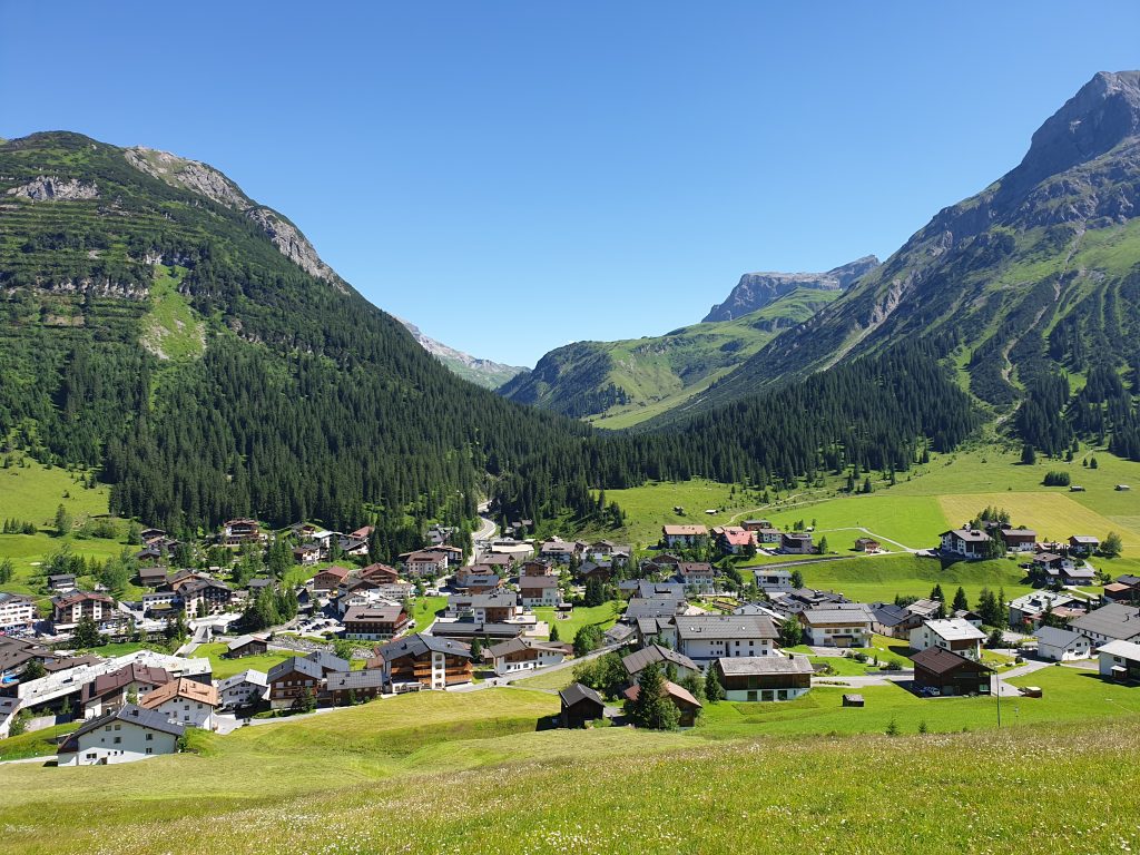Austrian Activity Holiday looking down on the town of Lech
