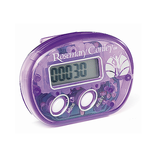 Rosemary Conley Calorie Pedometer is a small, purple plastic digital pedometer, the size of a matchbox, which clips to your belt to record your steps, distance travelled and calorie's burnt.