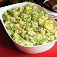 Celeriac, Swede and Sprout hash is a mix of these complementary vegetables along with some finely diced leeks, roasted in the oven in a ceramic dish.