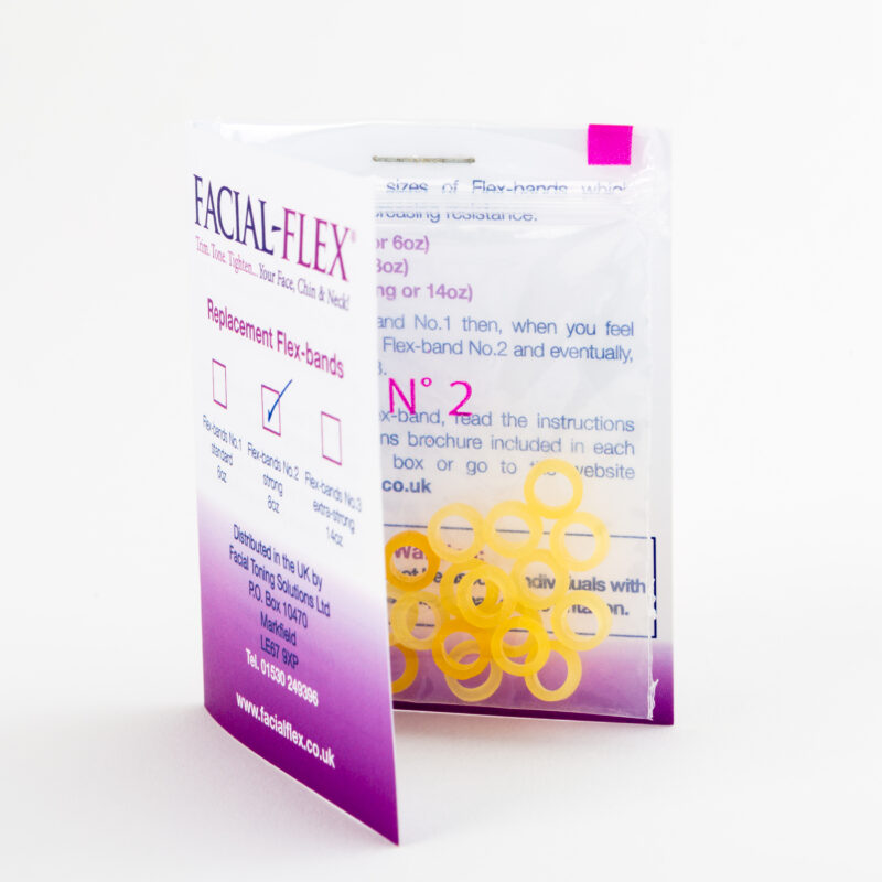 No.2 (8oz) Strong Latex FACIAL-FLEX® Bands (Two packets of 10 bands)