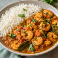 Prawn Curry served with white rice